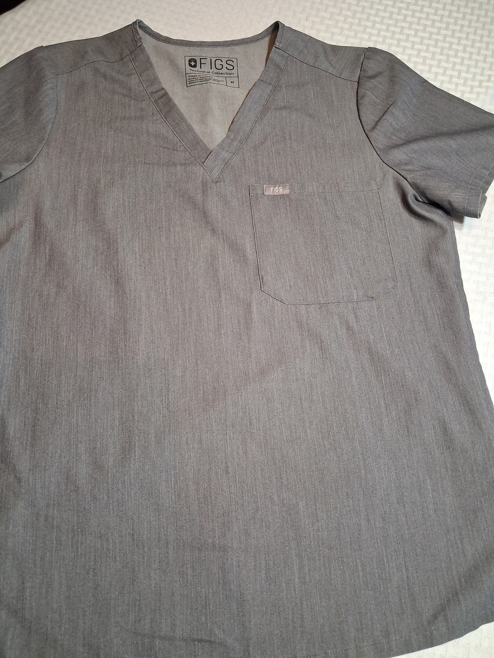 FIGS Women's Gray V-Neck Short Sleeve Scrub Top